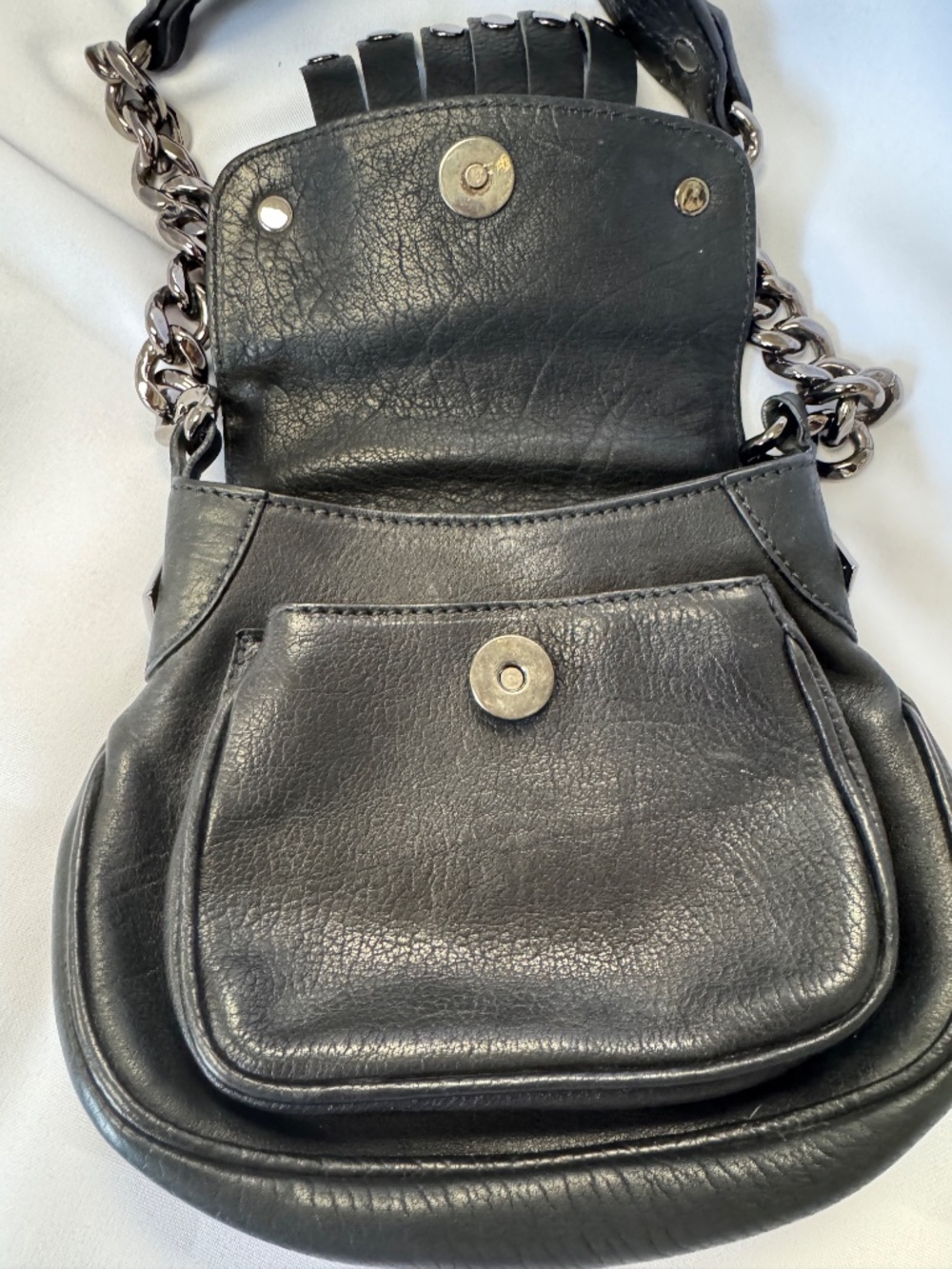 Michael Kors Black Leather Studded Chain Mini Handbag Vintage - Picture 8 of 16